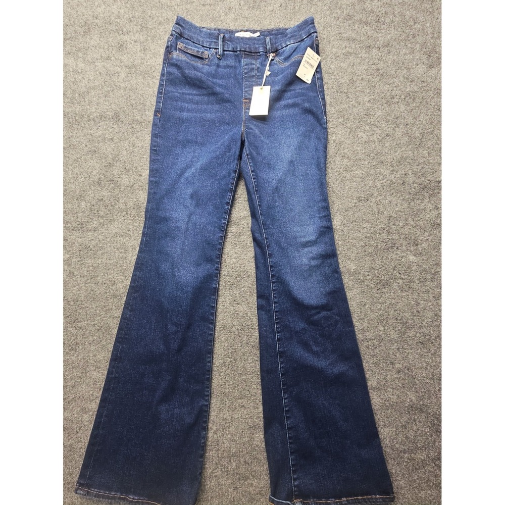 Good American Pull On Flare Jeans Medium Indigo491 High Rise Stretch  GLF478T